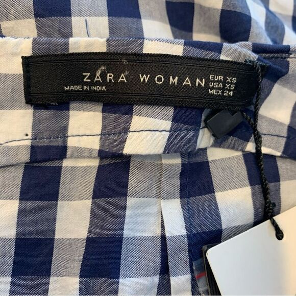 Zara Woman Gingham Wrap Skirt Embroidered Bird NWT Size XS - Picture 9 of 15